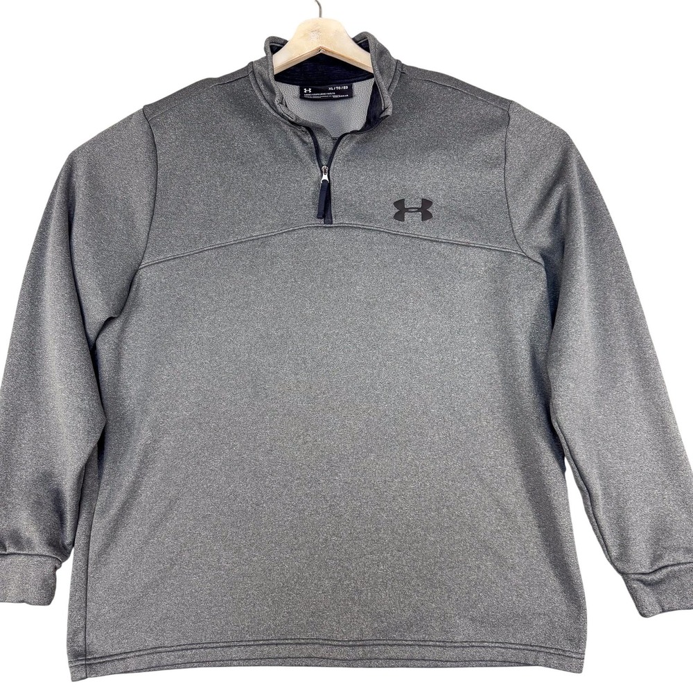Under Armour Mens XL Gray 1/4 Zip Fleece Pullover ColdGear‎ Sweatshirt 1286334